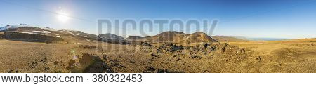 Panoramic View From Snaefellsjoekull Volcano Over The Snaefells Peninsula On Iceland In Summer Durin