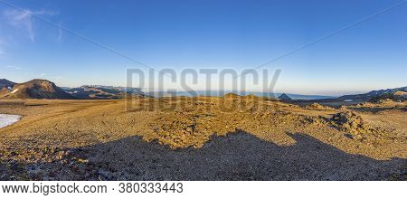 Panoramic View From Snaefellsjoekull Volcano Over The Snaefells Peninsula On Iceland In Summer Durin