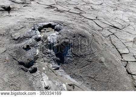 Mud Geyser Or Mud Volcano. Geological Formation. Particular Hydrogeological Conditions Generally All