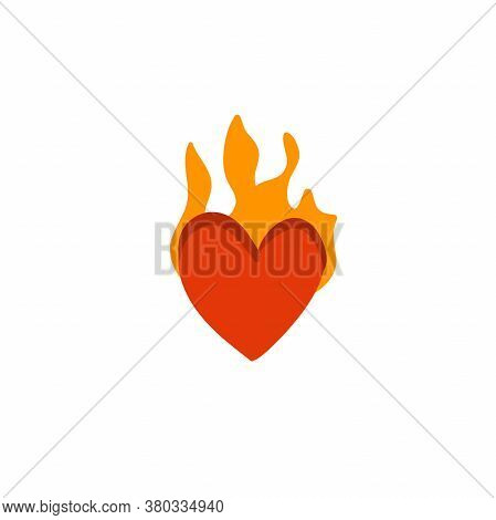 Hand Drawn Vector Abstract Stock Flat Graphic Illustration With Logo Elements , Burning Flame Red He