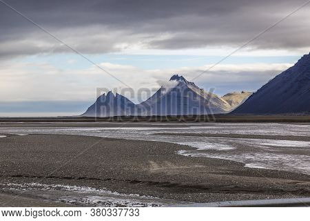 View On Hvalnes Nature Reserve Beach In Eastern Iceland