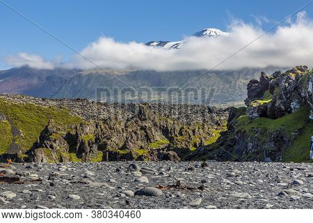 View On Snaefellsjoekul Volcano Summit In Summer During Daytime