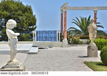 Nice, France- June 17, 2014: Landscape Garden Villa Ephrussi De Rothschild In Saint Jean Cap Ferrat