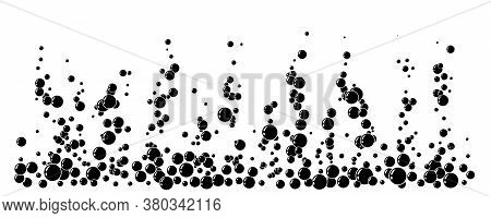 Underwater Air Bubbles Decoration Elements. Fizzy Water Or Soap Foam Texture. Vector Isolated Silhou
