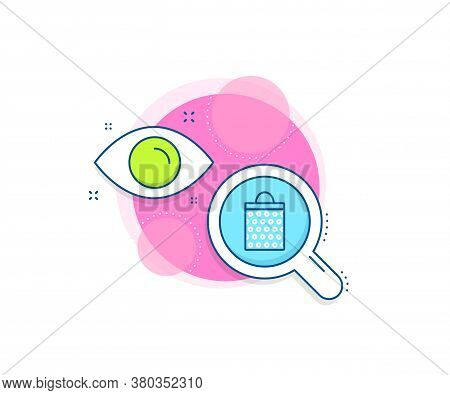 Present Or Sale Sign. Research Complex Icon. Shopping Bag With Circles Line Icon. Birthday Shopping 