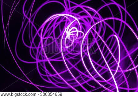 Abstract Lightning Line, Growing Branches. Pink, Violet, Red, White, Abstract Line Art In Using Dood