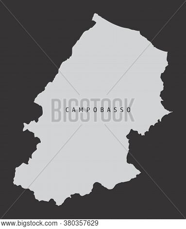 The Campobasso Province Gray Silhouette Map Isolated On Dark Background, Italy