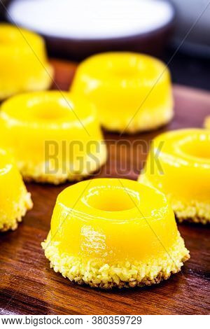 Egg Yolk Candy With Sugar, Typical Of Brazil And Portugal, Called Quindim Or Brisa De Liz.