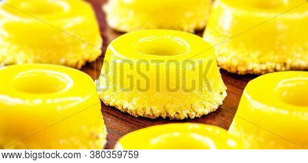 A Brazilian Dessert Made With Eggs And Coconut. Quindim, Noderste Do Brasil Cuisine
