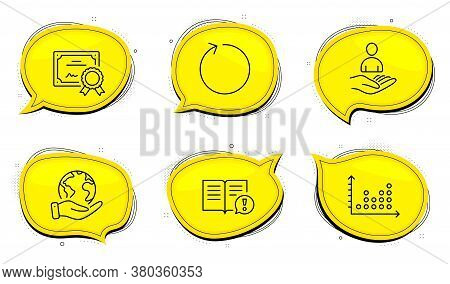 Facts Sign. Diploma Certificate, Save Planet Chat Bubbles. Recruitment, Loop And Dot Plot Line Icons