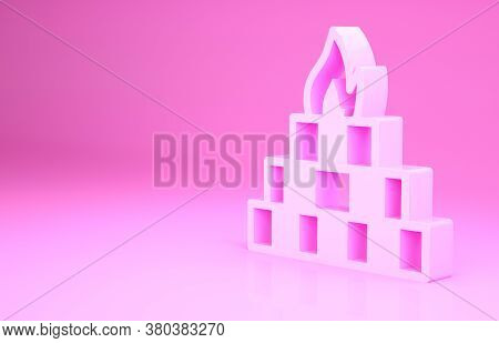 Pink Yagna Icon Isolated On Pink Background. Minimalism Concept. 3d Illustration 3d Render