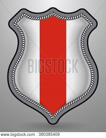 Belarus. Historical White-red-white Vertical Flag. Vector Badge And Icon With Central Glossy Nationa