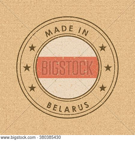 Belarus. Historical White-red-white Flag. Round Label With Country Name For Unique National Goods. V