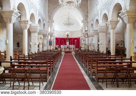 Selca Croatia August 2020 Interior Of The Famous Big Church In The Village Of Selca On The Island Of