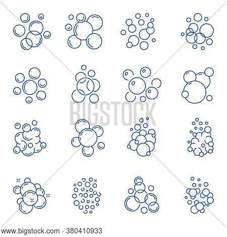 Bubbles Icon. Shower Soap Foam Silhouettes Underwater Aquarium Liquid Vector Pictogram. Foam And Oxy