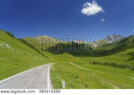Mountain Landscape Along The Road To Crocedomini Pass, In The Brescia Province, Lombardy, Italy, At 