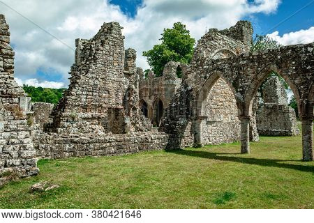 Ruins of Bayham Abbey, East Sussex, England, UK - church, chapter house and gatehouse