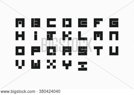 Bulky Style Alphabeth Vector Collection. Unique Design Of Square Letters For Your Design Projects