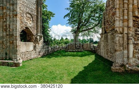 Ruins of Bayham Abbey, East Sussex, England, UK - church, chapter house and gatehouse