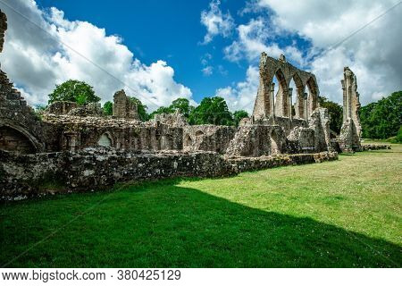 Ruins of Bayham Abbey, East Sussex, England, UK - church, chapter house and gatehouse