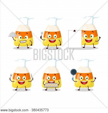 Cartoon Character Of Candy Corn With Various Chef Emoticons