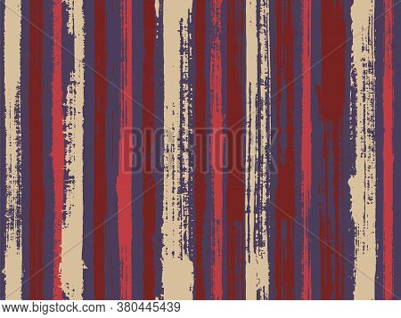 Watercolor Strips Seamless Vector Background. Striped Tablecloth Textile Print. Contemporary Art Gra