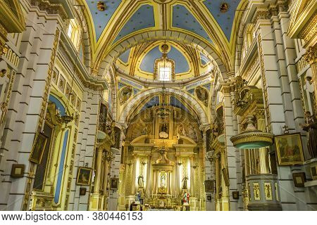 Puebla, Mexico - January 5, 2019 Altar Basilica Santa Clara De Asis Church Historic Puebla Mexico. B