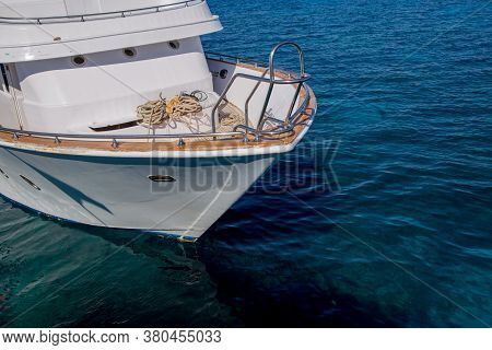 Bow Of A Beautiful Yacht On Sea Water