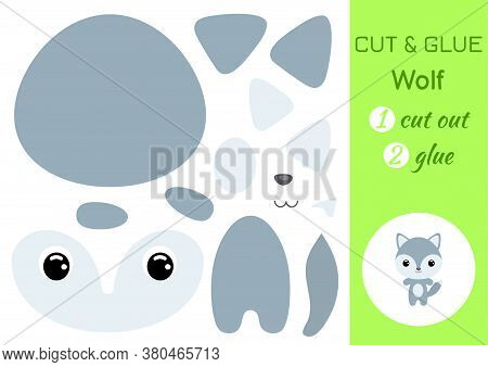Cut And Glue Baby Wolf. Education Developing Worksheet. Color Paper Game For Preschool Children. Cut