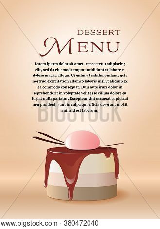 Cover For The Restaurant's Dessert Menu. Dessert On A Beige Background