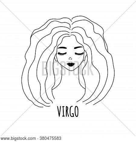 Zodiac Illustration Of The Horoscope Sign Virgo As A Beautiful Girl. Vector Art. Modern Illustration