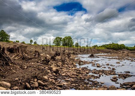 Earlstoun Loch And Reservoir Dewatered Or Drained For The First Time In 80 Years, Exposing The Origi