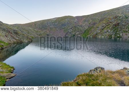 Estanys De Vall Del Riu. Beautiful Mountain Landscape In Pyrenees, Andorra.