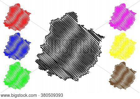 Sarthe Department (france, French Republic, Pays De La Loire Region) Map Vector Illustration, Scribb