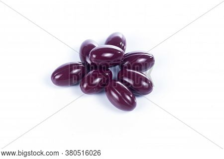 Grape Seed Extract Capsules On The White Background