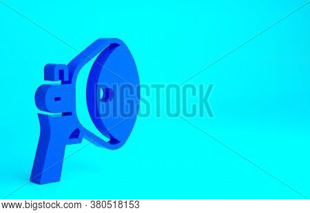 Blue Megaphone Icon Isolated On Blue Background. Speaker Sign. Minimalism Concept. 3d Illustration 3