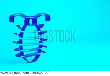 Blue Larva Insect Icon Isolated On Blue Background. Minimalism Concept. 3d Illustration 3d Render