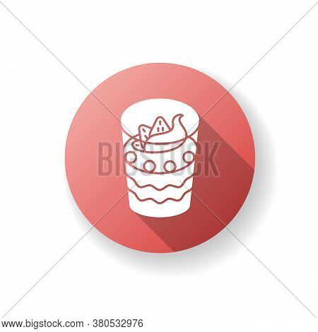 Parfait Flat Design Long Shadow Glyph Icon. Yogurt Based Frozen Dessert. Sweet Breakfast. National F