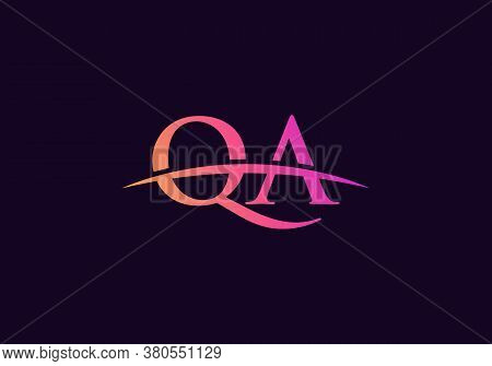 Water Wave Qa Logo Vector. Swoosh Letter Qa Logo Design For Business And Company Identity.