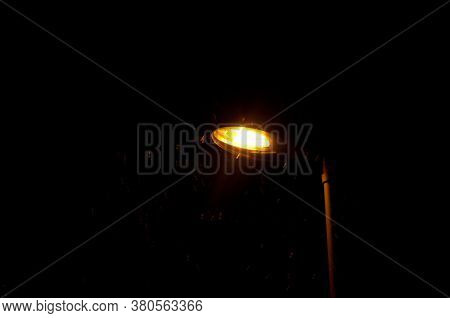 Street lamp in the rain. Sabinanigo. Huesca. Aragon. Spain.