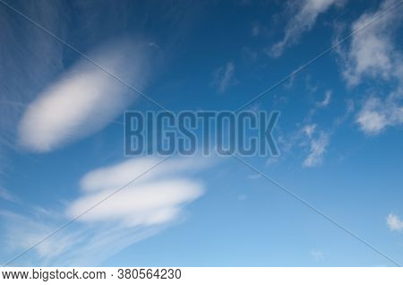 Cloud formation in a blue sky. Sabinanigo. Huesca. Aragon. Spain.