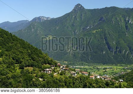 The Caffaro Valley, Near Bagolino In Brescia Province, Lombardy, Italy, Seen From The Road Of Cerret