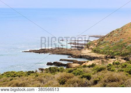 Waves Crashing Onto Rocks And The Rugged Central California Coastline Taken In Montana De Oro State 