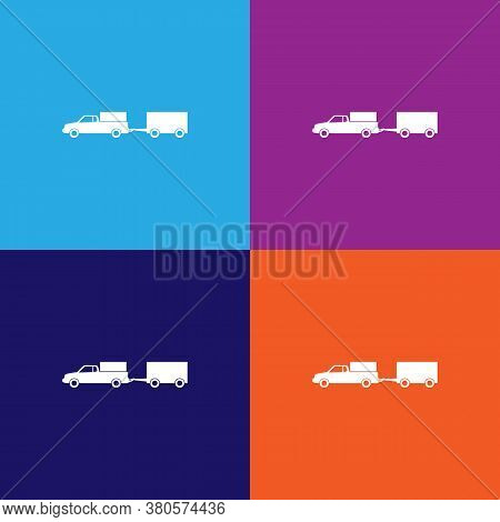 Loaded Pick-up Truck With A Trailer Icon. Element Of Car Type Icon. Premium Quality Graphic Design I