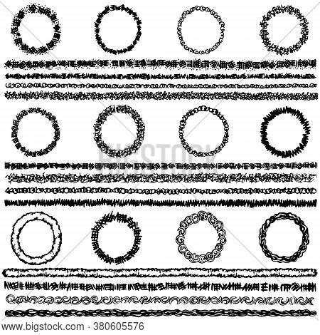 Decorative Outline Borders. Абстракт Ornaments And Dividers. Organic Frames And Banners. Vector Grap
