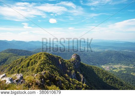 Beautiful Panoramic View From Mountain Klek, Ogulin, Croatia.