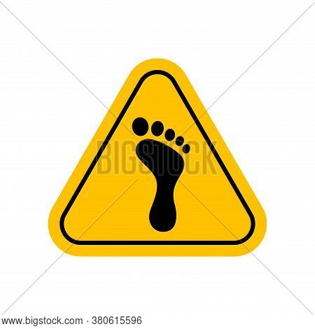 Footprint Warning Sign, Barefoot Icon, Caution Footprint Sign Yellow, Spoor Symbol