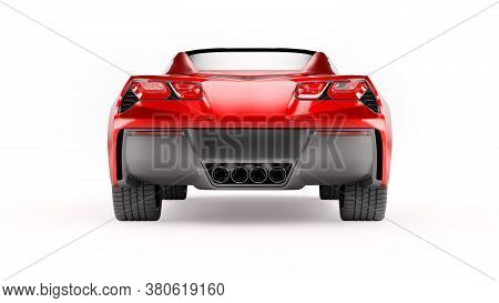 Back View Of A Red Sports Suv Car Isolated On White Background. 3d Illustration And 3d Render Of Mod
