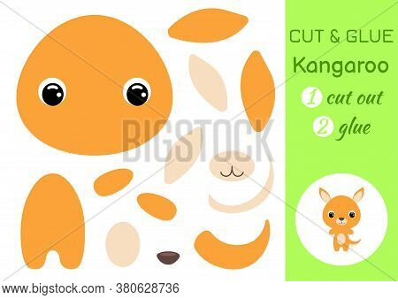 Cut And Glue Baby Kangaroo. Education Developing Worksheet. Color Paper Game For Preschool Children.