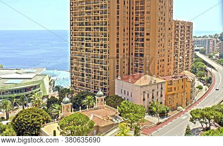 Larvotto, Monaco - August 03, 2013: Modern Conference And Cultural Center Grimaldi Forum On The Pict